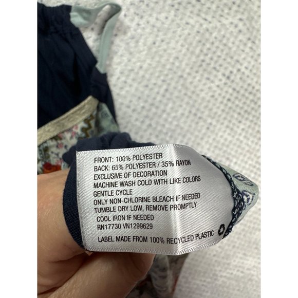 Xhilaration Tank Top Womens XS Flowers Flowy Polyester Blend Blue Red Solid Back - Picture 8 of 10